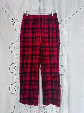 Holiday Time Plaid Cozy Fleece Plaid Pants Size Medium